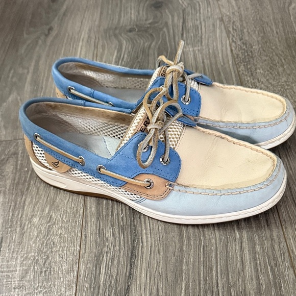 Sperry Blue and Cream Boat Shoes Size 9 - Picture 1 of 8